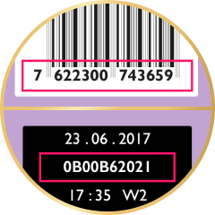 A bar code and batch code from a Cadbury product
